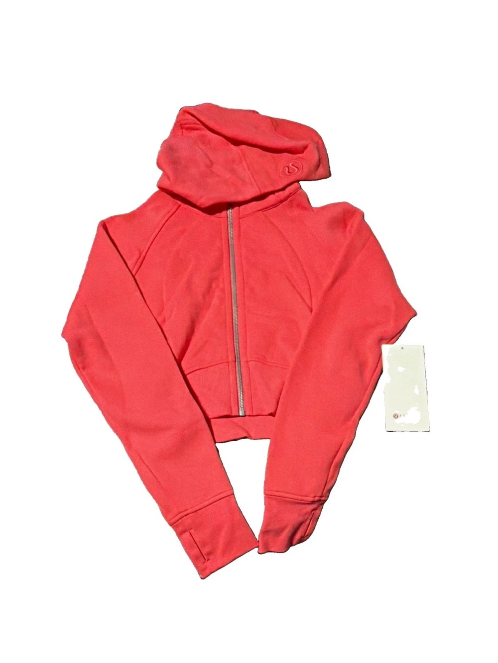 lululemon athletica Coral pink Scuba full Zip Cropped Hoodie Jacket Women Sz 4